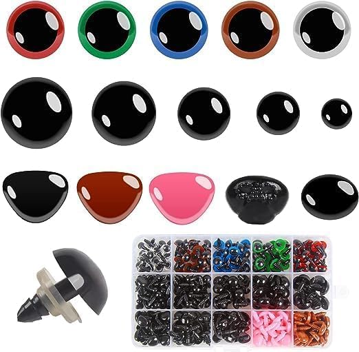 LOMIMOS 560 PCS Yeux et Nez de sécurité en Plastique Coloré avec Rondelles, Yeux Peluche à Coudre,Oeil Crochet pour DIY Poupée Peluche,Marionnettes Artisanat - Nail Gallerys