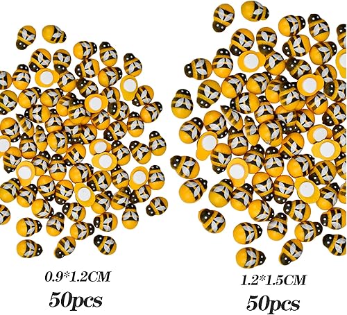 FENGYING 100 Pièces Mini Abeilles en Résine Embellissement,Auto-Adhésive Abeille Décoration,Abeille en Bois,pour Bricolage Craft Scrapbooking Party Home Decor - Nail Gallerys