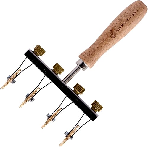 Roulette coupe-pâte | Roue de coupe pâte fraîches, Feuille fraîche | Quatre lames dentée réglables | Diamètre 38 mm en laiton et manche en bois | Made in Italy - Nail Gallerys