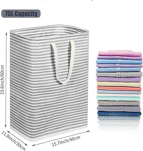Tsathoggua Panier a linge pliable, 75L Paniers à linge pliables, Bac a linge pliable, Panier à linge pliable avec poignée, Corbeille à linge pliable pour les chambres à coucher, les salles de bains - Nail Gallerys