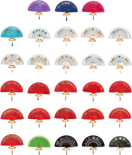 Éventail pliable en bois peint à double face espagnol pour fête, décorations classiques pour la maison, bricolage, cadeau, ventilateur à main pour fête - Nail Gallerys