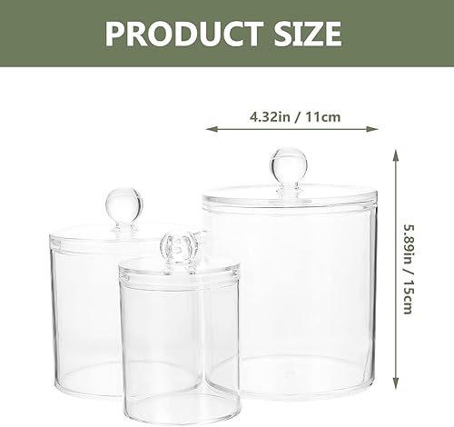 FONDOTIN 3pièces Boîte De Rangement Pour Coton Et Cotons-tiges Organisateur Transparent Pour Salle De Bain Et Bureau - Nail Gallerys