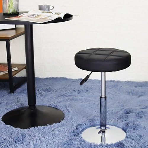 FURWOO PU Tabouret de Bureau en Treillis Rond Tabouret de Bar réglable en Hauteur Peut être tourné Simple et adapté à la Coupe de Cheveux du Bar à la Maison en général (Blanc) - Nail Gallerys