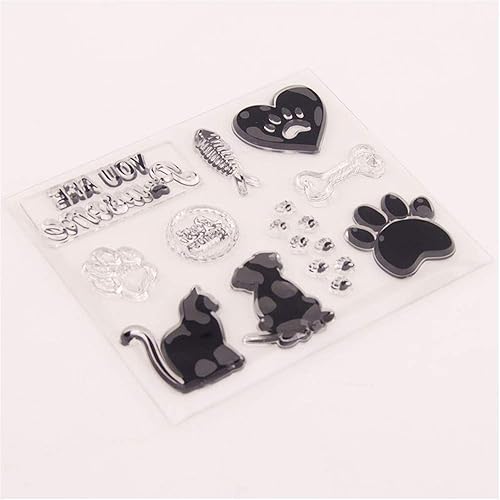 Uteruik Tampon en silicone transparent pour chat, chien, motif empreintes de pattes de gaufrage, tampon transparent pour bricolage, scrapbooking, albums photos, cahiers, cartes, loisirs créatifs - Nail Gallerys