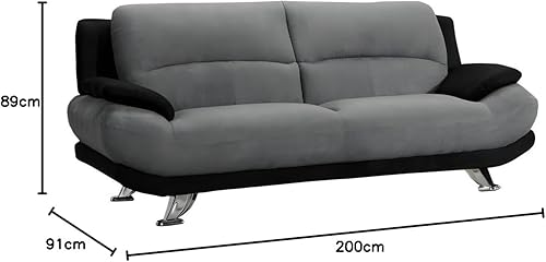 Vente-unique - Canapés 3 Places et 2 Places en Microfibre MUSKO - Bicolore Gris et Noir - Nail Gallerys