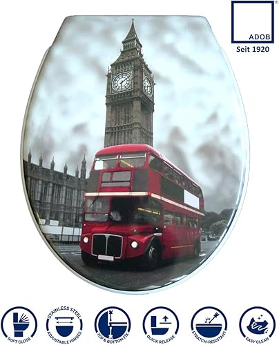 Siège toilette duroplast modèle „Big Ben“ avec abattant automatique amovible pour le nettoyage (soft close, descente progression) - Nail Gallerys