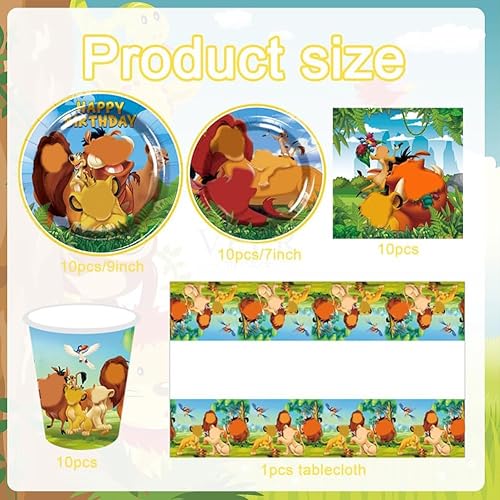 41pcs Kit de Vaisselle de Fête D'anniversaire Fournitures de Fête de Le Roi Lion, Assiettes, Gobelets, Serviettes, Nappes, Vaisselle de Le Roi Lion - Nail Gallerys