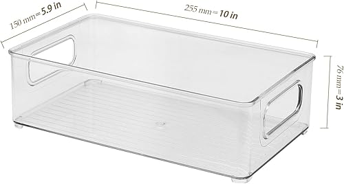 HEIHAK Lot de 4 Bac Rangement Frigo, Boîtes de Rangement Frigo Transparent Organiseur Frigo Cusine avec Poignée en Plastique pour Réfrigérateur, Garde-manger, Armoire - Nail Gallerys