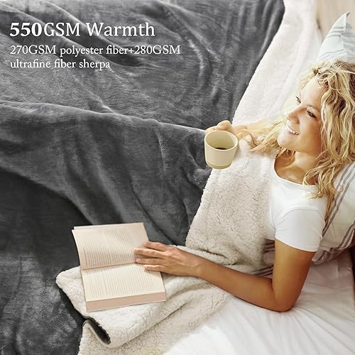 KANKAEU Couverture Polaire 160x200 cm, Plaid Épais Sherpa pour Canapé, Chaud et Douillet, Parfaite Couverture d'Hiver, Entretien Facile, Idéal comme Cadeau - Nail Gallerys