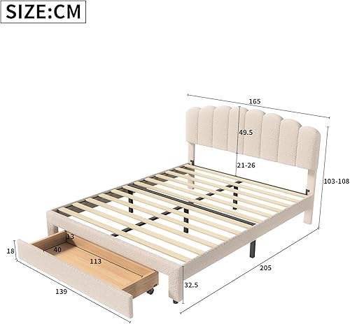 LONELYO Lit Coffre 160x200 en Velours Teddy Beige, Sommier à Lattes, Tête de Lit avec Port USB, Grand Espace de Rangement, Couchage Double Confort pour Chambre Moderne - Nail Gallerys