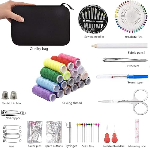 Kit Couture Complet 130 pcs avec Boîte, Sets et Kits de Couture,avec Accessoires de Couture, et Pratique pour Les Débutants, la Maison, Voyage, Réparation d'urgence (130 PCS) - Nail Gallerys