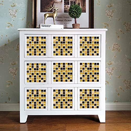 Stickers Muraux Cuisine Mosaïque Jaune Noir Credence Adhesive pour Cuisine Meuble Carrelage Adhesif Mural Salle de Bain Décor Dalle pvc Adhesive Sol Stickers Carrelage 20x20cm /10 pièces - Nail Gallerys