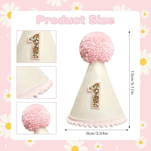 Yoolhamy Chapeau de 1er anniversaire pour bébé fille et garçon, chapeau de premier anniversaire bohème, fait à la main, couronne conique décorative - Nail Gallerys