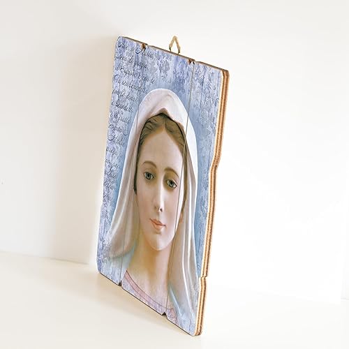 Fratelli Bonella | Tableau en bois moulé style vintage de Notre-Dame de Medjugorje f.to19x24 cm | Made in Italy - Nail Gallerys