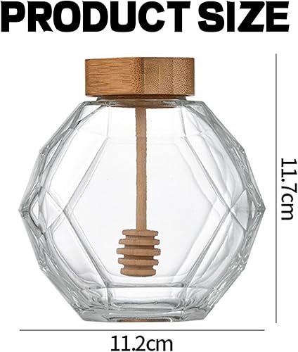Biluer Bocal à miel avec cuillère à miel, 500 g, distributeur de miel, petits pots à confiture, pots à miel, 500 g, avec couvercle, distributeur de miel, distributeur de miel (hexagonal) - Nail Gallerys