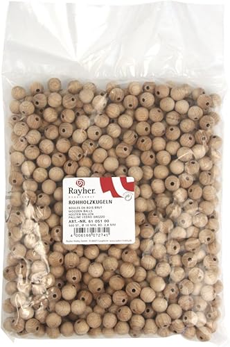 Rayher Perles de Bois Brut avec Trou Grand Diamètre 50 mm Trou de 8 mm - Nail Gallerys