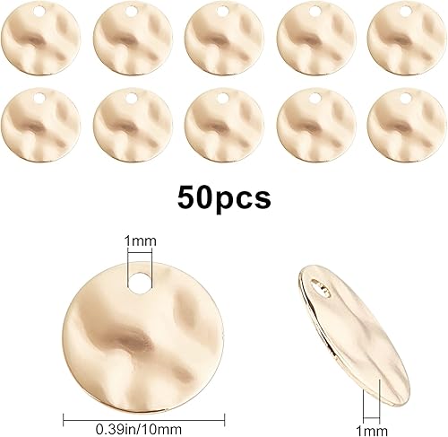 SUNNYCLUE 1 boîte 50 pièces Ébauches D'Estampage Rond Plaqué Or 18K Disque Étiquette en Laiton Pendentifs en Vrac Plat Pièce Breloques Style Ondulé pour la Fabrication de Bijoux Breloques Bracelets - Nail Gallerys