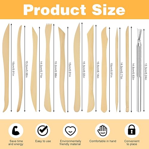 Kleemeiero 10PCS Outils Sculpture Argile en Bois Outils Argile pour Céramique Outils Modelage en Bois Outils de Poterie de Sculpture en Argile Outils Sculpture de Formes Différentes pour Creuser - Nail Gallerys