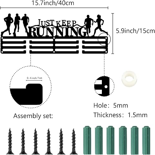 CREATCABIN Porte Médailles D'Escrime Présentoir à Médailles Cordons de Sport Rubans Récompenses Crochets en Fer Support Mural Noir pour Suspendre Plus de 60 médaille Course Baseball Danse 40x15cm - Nail Gallerys