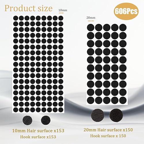 Lxtness 606 Pcs Scratch Autocollant Rond 10 mm, 20 mm,Scratch Autocollant,Autocollant Double Face,Pastilles Autocollantes,pour DIY, Artisanat etc. - Nail Gallerys