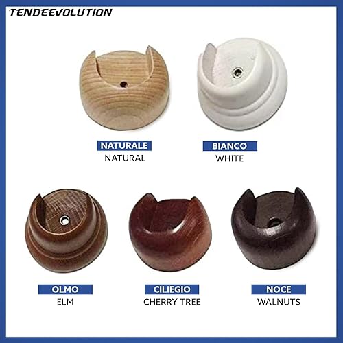 TENDEEVOLUTION Support de Rideau Simple, Rosace Murale en Bois Diamètre 35 mm, Finition Bois Naturel, Couleur Marron - Nail Gallerys