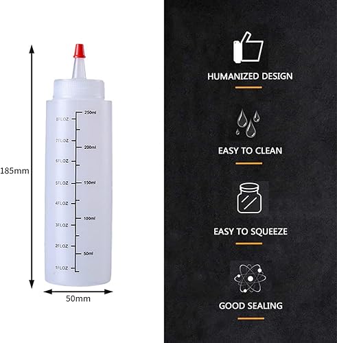 YOUYIKE Bouteille à Sauce, Condiments Squeeze Bouteilles, Bouteille à Sauce avec Capuchon -sans BPA pour Maison Restaurant Ketchup, Moutarde, Mayo, Barbecue - Nail Gallerys
