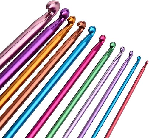Ensemble de crochets à crochet,11 tailles d’aiguilles à tricoter tunisiennes afghanes en aluminium avec sac de rangement,y compris les aiguilles à gros chas,ruban à mesurer débutants à la maison - Nail Gallerys