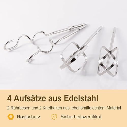 Sonifer Batteur Electrique Cuisine, Batteur Électrique Ultra Puissant de 500W, 5 Vitesses et Turbo, Bouton D'éjection, 1 Support de Rangement et 2 Batteurs et 2 Crochets Pétrisseurs - Nail Gallerys