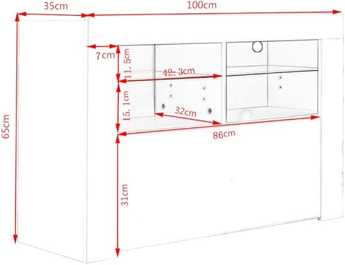 Panana Meuble TV LED en MDF avec 5 Compartiments de Stockage sur Salle de Séjour, Salon et Chambre à Coucher, 100 x 35 x 65 cm (Blanc) - Nail Gallerys