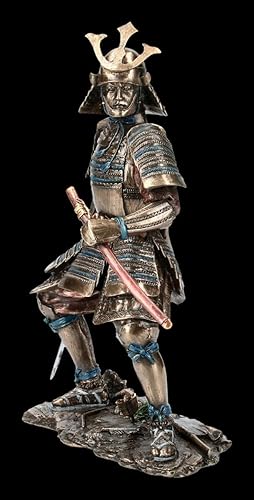 Unbekannt Samurai Figurine - Guerrier en Armor avec Deux Epées Japonais Guerrier, Figurine de Décoration, Décoder L'Article, Bronze.optik, H 23 CM - Nail Gallerys