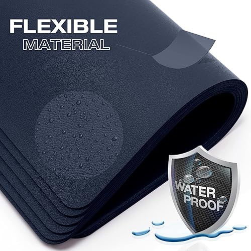 Lot de 6 sets de table en cuir synthétique bleu marine (24 x 32 cm) et 6 dessous de verre (10 x 10 cm), double face, lavables, antidérapants, infroissables, anti-taches (bleu marine) - Nail Gallerys