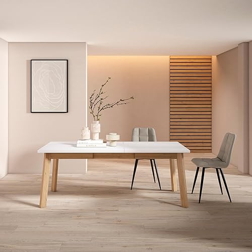 Skraut Home | Table à Manger | Meuble Salle à Manger | 200 | pour 10 Personnes | Pieds en Bois | Style Moderne | Chêne - Nail Gallerys