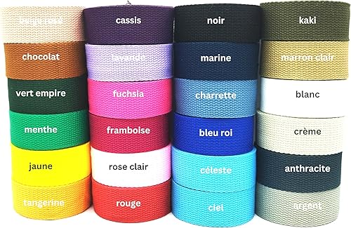 AnseTendance - 32mm 10 mètres de sangle de sac en coton pour sacs à main à dos sac banane anse bandoulière bag straps créations sacs fait main couture de vêtements artisanat couleur : Noir - Nail Gallerys