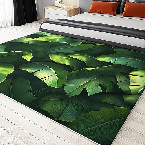 Générique Tapis Salon Lavable Feuilles Tropicales 140x200 cm Tapis Interieur Impression 3D, Doux antidérapant Tapis, pour Salon Chambre à Coucher canapé Chambre d'enfant - Nail Gallerys