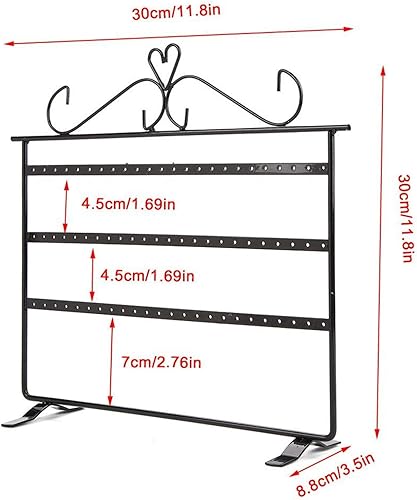 Tomotato Support de Boucle d'oreille, Support de Boucle d'oreille 72 Trous Support D'affichage de Goujon d'oreille à la Mode Organisateur de Boucle d'oreille à 3 Niveaux(Noir) - Nail Gallerys