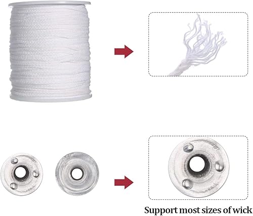 Wlauqueta Kit d'outils de bricolage pour bougies, 1 rouleau de mèches de bougie en coton de 61 m avec support de mèche de 100 pièces pour le kit de fabrication de bougies - Nail Gallerys