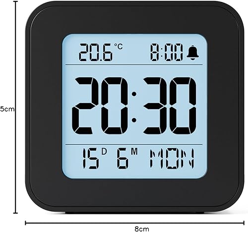 LATEC Reveil, Réveil Numérique à Piles avec Température, Alarme, Snooze et Rétroéclairage pour Voyage, Chambre et Bureau (Batteries Incluses) - Nail Gallerys