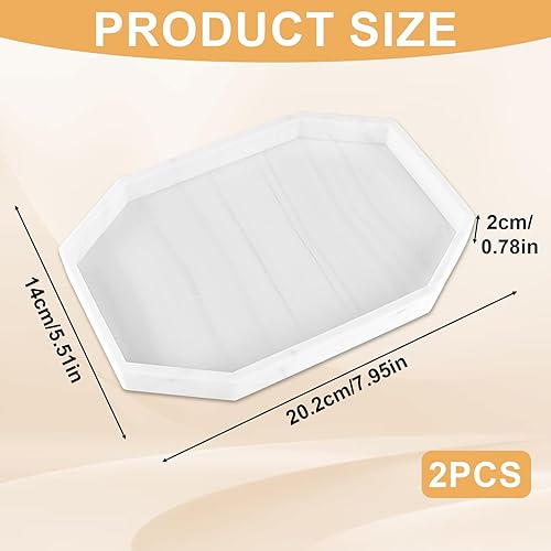 2 PièCes Plateau Blanc Petit Plateau Decoratif, Octogone Silicone Plateau Salle de Bain avec Mutifonctionnel Porte Bijoux Rangement pour Le Salon, Chambre, Lavabo, Baignoire et L'éVier de Cuisine - Nail Gallerys