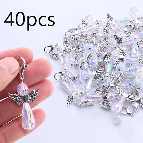 YIEUR Lot de 40 pendentifs ange gardien en métal pour mariage, baptême, ange gardien, Noël, communion, confirmation, cadeau pour invités, ange gardien, anniversaire, fabriqué à la main - Nail Gallerys