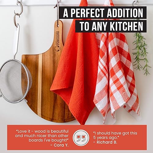 Chef Pomodoro - Pelle Pizza en Bois d'Acacia Naturel - Planche Pizza pour Préparer Tranférer et Découper - Pelle A Pizza et Planche à Découper - Idéale Accessoire de Four à Pizza - 44,5 cm x 30 cm - Nail Gallerys