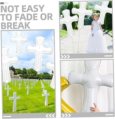 MUCKLILY Lot De 5 Ballons Décoratifs En Aluminium Dorés En Forme De Croix Commémorative Pour Mariage Baptême Shower - Nail Gallerys