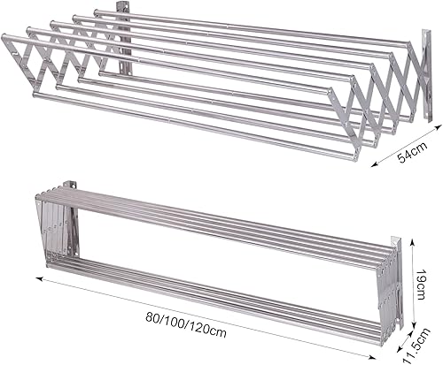 Sinbide Séchoir Mural, Séchoir à Linge Mural Rétractable Étendoir, Étendoir à Linge MuralMontage Mural,Étendoir à Linge Pliable pour l'intérieur ou l'extérieur (80cm) - Nail Gallerys