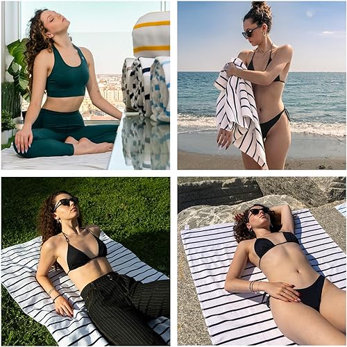 nice homeit Lot de 2 Serviettes de Plage en Coton 100 x 180 cm – Serviette de Plage Double Face – absorbante, séchage Rapide, léger, Anti-Sable, fabriqué en Italie - Nail Gallerys