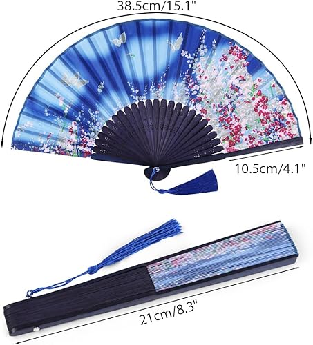 Alaoo Éventails Pliants,Éventails à Main Pliables pour Femme avec Frange en Soie,Japonais Vintage Pliable pour Cadeaux d'anniversaire, Danse, Cosplay, Fête de Mariage, Décoration,Violet Frange - Nail Gallerys