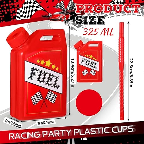 ALINK Lot de 12 tasses de voiture de course, réutilisables, avec paille, motif voiture de course, accessoires de fête d'anniversaire, décorations de fête pour garçons et enfants, 310 ml - Nail Gallerys