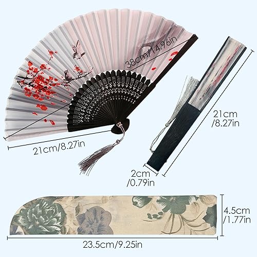4 Piéces Ventilateurs en Bambou avec Gland, Ventilateur de Style Chinois Pliant, Eventails à Main Portables, éventails pliants de Style Chinois avec Glands, Éventails Féminins De Style Chinois - Nail Gallerys