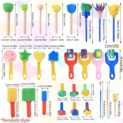 Éponge Brosses de Peinture Kit, 30 Pièces Pinceau de Peinture en Éponge, Pinceau Mousse, Coloré Eponge Peinture Pinceau, Éponge Peinture Pinceaux Kit pour Peinture, Artisanat, Bricolage - Nail Gallerys