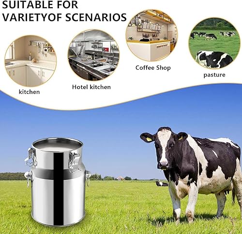 Bidon De Transport De Lait De Ferme-Pot a Lait INOX 201bidon INOX Huile Pot À Lait Seau À Vin Baril Seau Réservoir Scellé en Acier Inoxydable,Nofaucet-5L - Nail Gallerys
