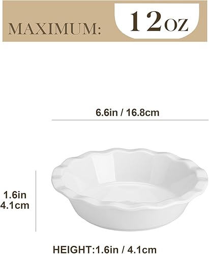 MALACASA 6 Pièces Moules à Tarte en Porcelaine de 360ml, Ramequins Dish 145mm, Moules à Pâtisserie Ronds pour Quiches, Gâteaux, Brownies, Lasagnes, Blanc - Nail Gallerys