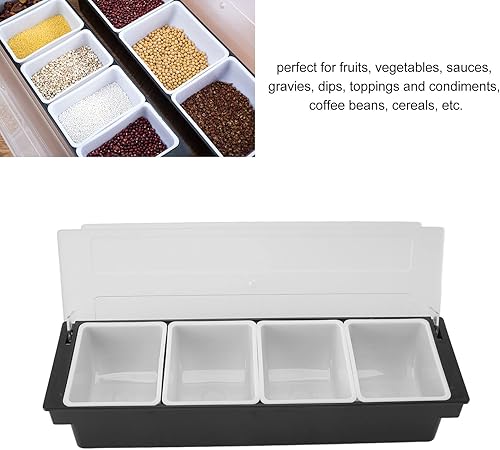 Serveur de Condiments, Distributeur de Condiments Transparent en Plastique, Couvercle Détachable Design Bar Fruit Caddy Container Tray avec Couvercle(6 Compartments) - Nail Gallerys